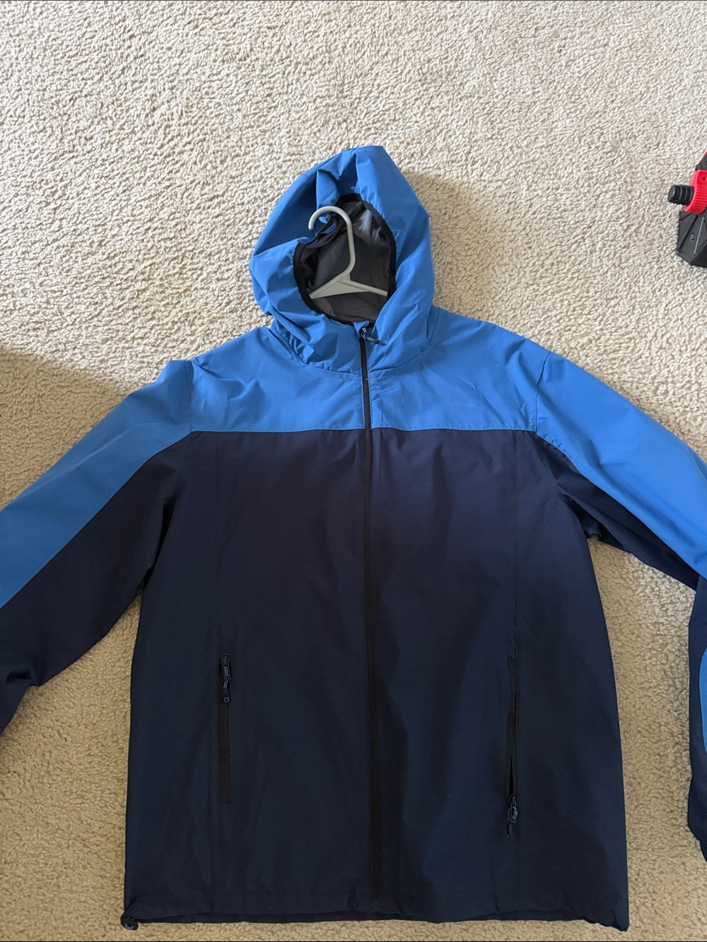 Men's Two-Tone Blue Hooded Shell Jacket